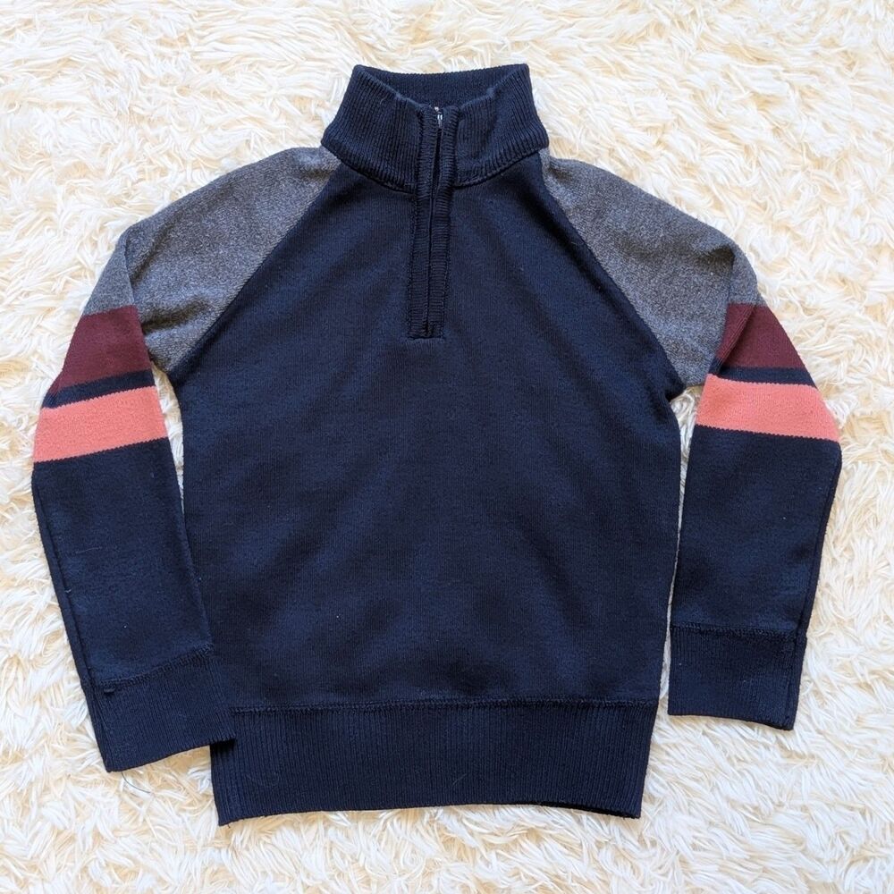 FAZE 1 Boys Size 3T Navy Blue Color Block Quarter Zip Lightweight Sweater Jacket